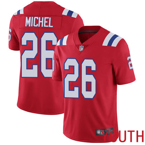 New England Patriots Football #26 Vapor Untouchable Limited Red Youth Sony Michel Alternate NFL Jersey->new england patriots->NFL Jersey